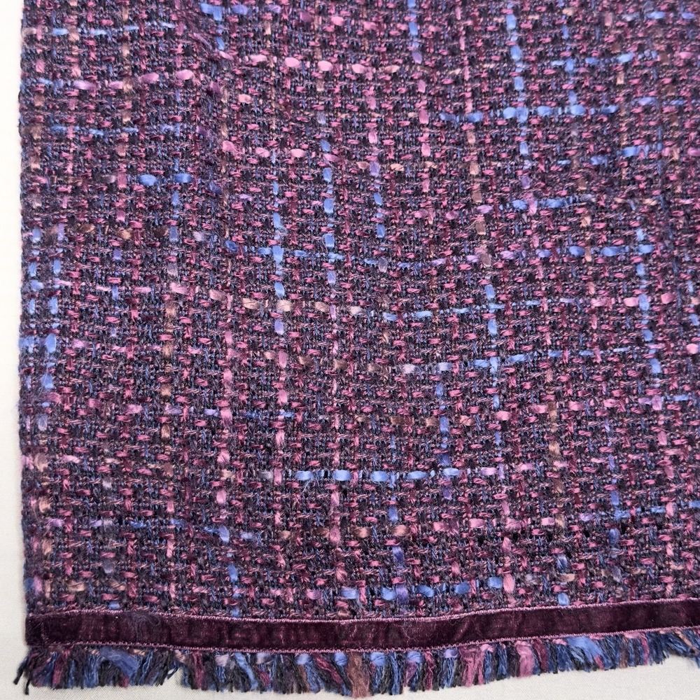 Bandolino‎ Purple Tweed Skirt Size 8 Retro 70's Velvet Fringe Romantic Groovy